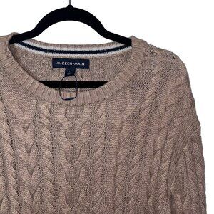 Mizzen + Main Redford Vintage Khaki Heather Cable Knit Sweater - Size L - NWOT